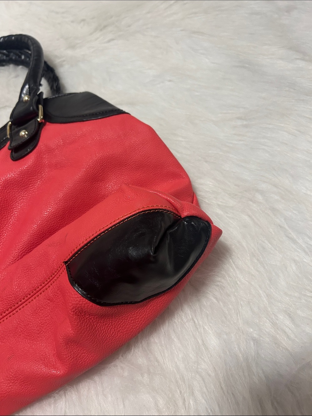 Steve Madden Red and Black Shoulder Satchel with Removable Strap - Picture 13 of 14
